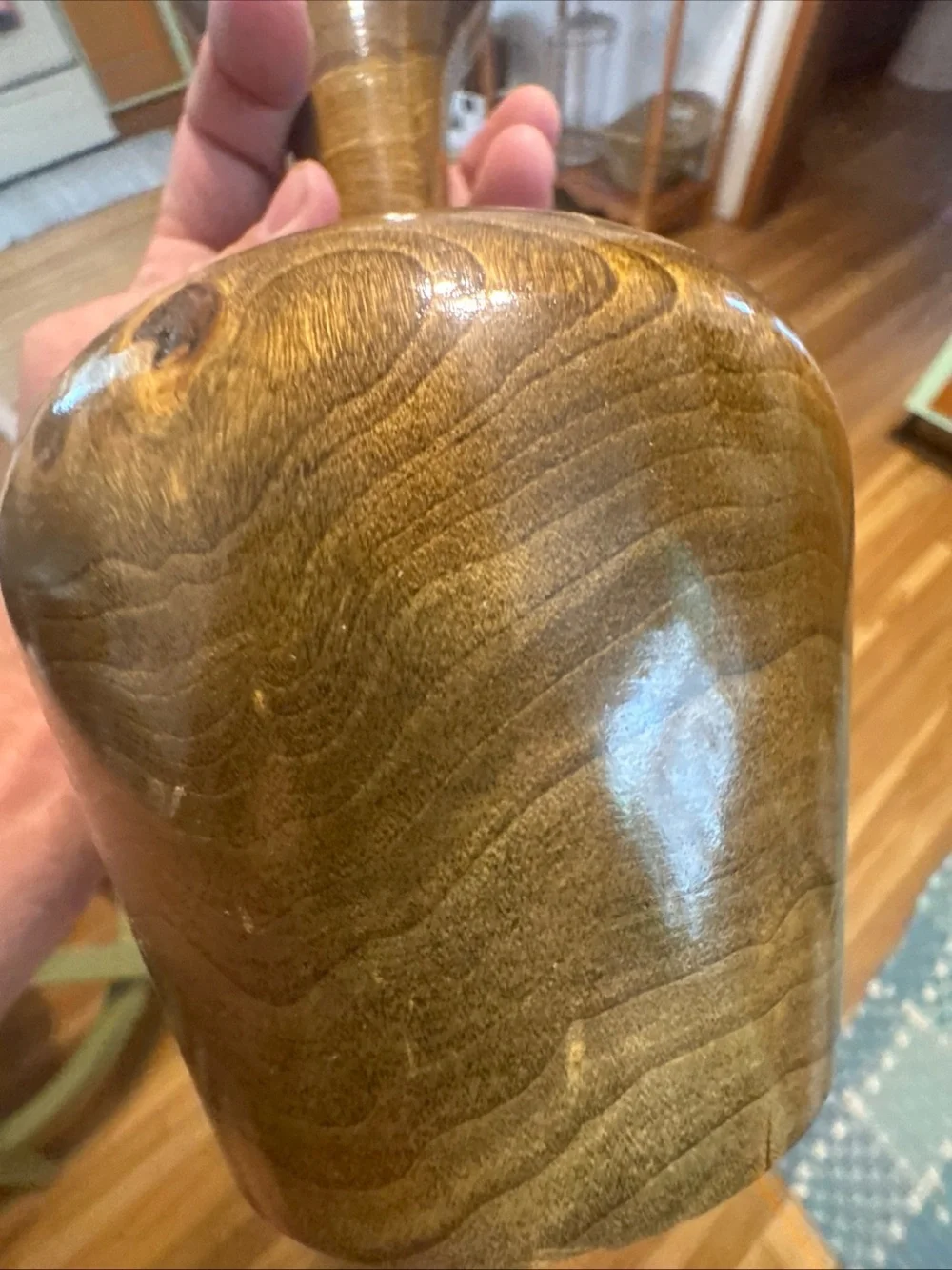 turned wood vase handcrafted by artist Walt Whitney From Lake Oahe Driftwood MCM
